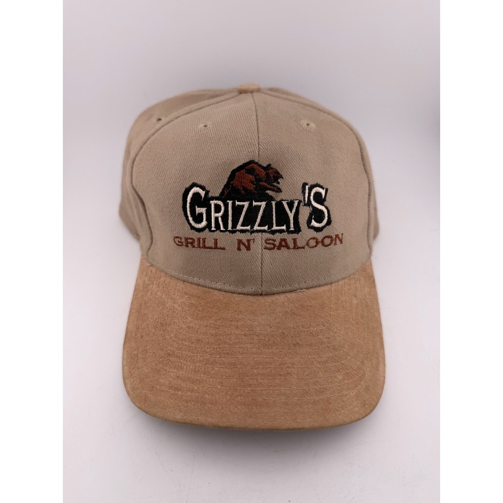 Grizzlys Grill N Saloon‎ Baseball Cap Khaki Brown Suede Patch Toppers Inc